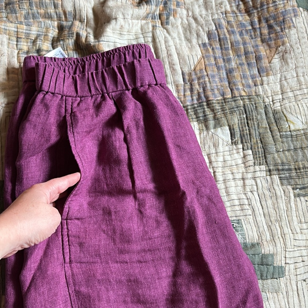 Eileen Fisher Delave Linen Lantern Pants in Raspberry - Picture 2 of 4